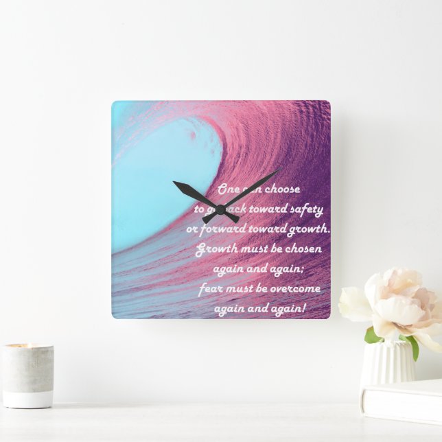 Growth Mindset Quote Square Wall Clock (Home)