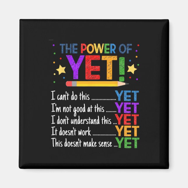 Growth Mindset Teacher Kindness Power Of Yet Inspi Magnet (Front)