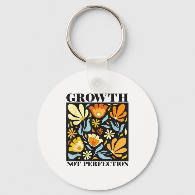 Growth Not Perfection Abstract Florals Sped Teache Key Ring (Front)