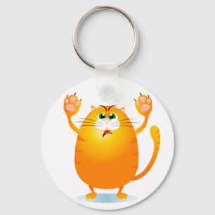 Grr! Funny cartoon cat, keychain