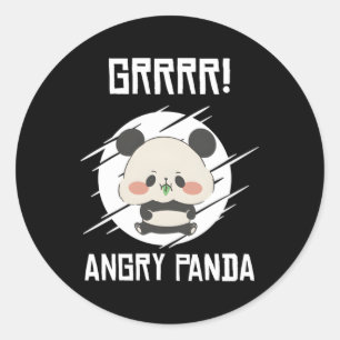 Grrr Angry Pandas Wild Panda Bamboo Classic Round Sticker