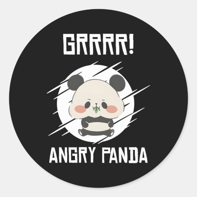 Grrr Angry Pandas Wild Panda Bamboo Classic Round Sticker (Front)