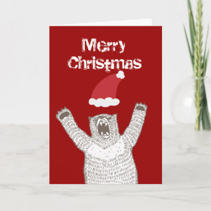 Grrr! Roaring Bear Christmas Greeting Card