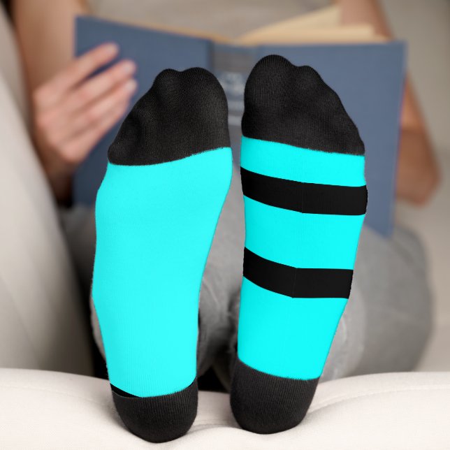Grubby Hands Logo Crew Socks (cyan and black) (Bottom)