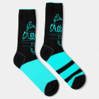 Grubby Hands Logo Crew Socks (cyan and black)