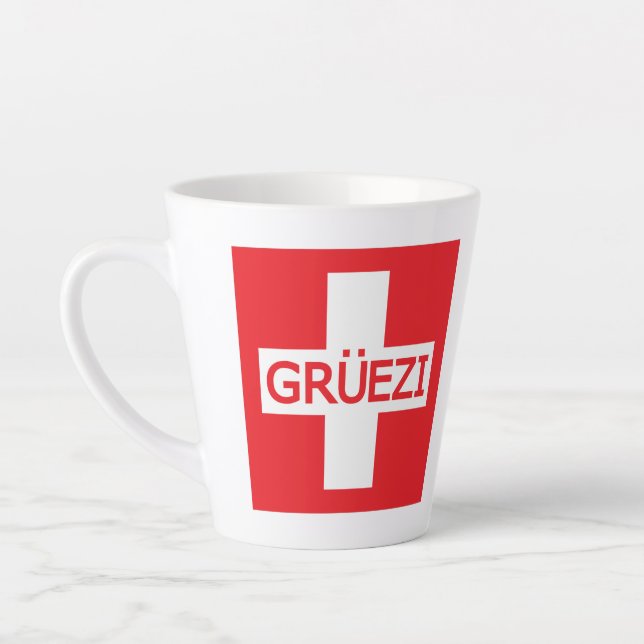 Gruezi Switzerland Flag Latte Mug (Left)