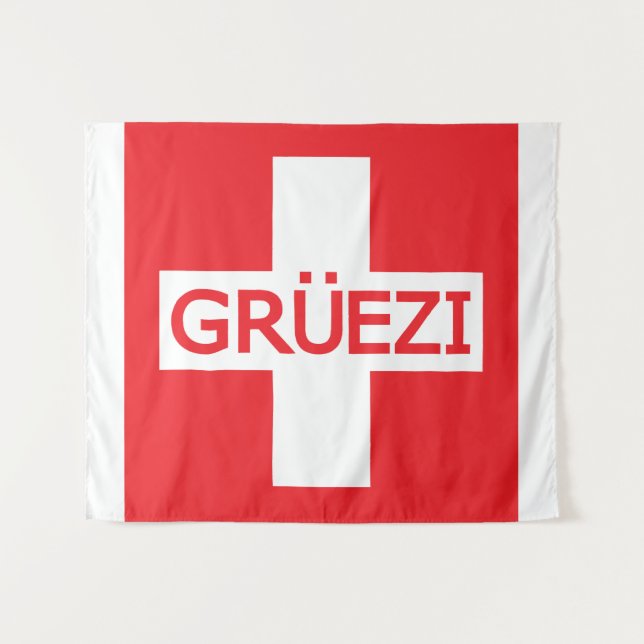 Gruezi Switzerland Flag Tapestry (Front (Horizontal))