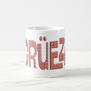 Grüezi with an overlay of Swiss flags. Coffee Mug