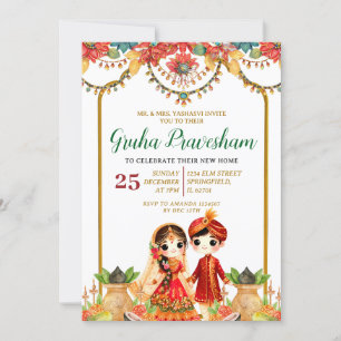 Gruha Pravesh Indian Vastu Puja Housewarning Invitation