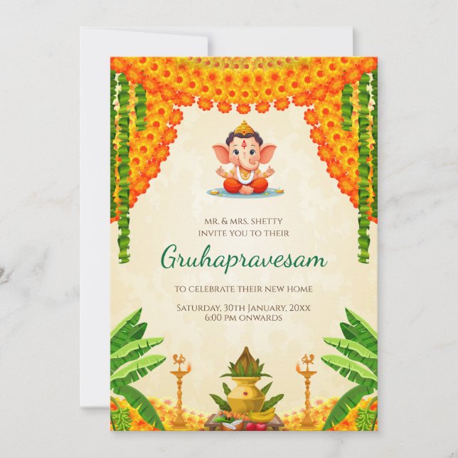 Gruhapravesham invite Grihapravesh invitation (Front)