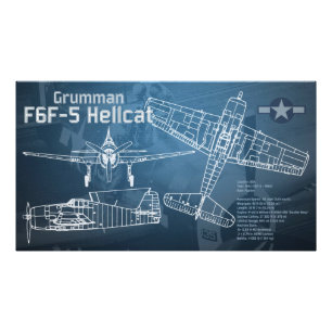 Grumman F6F Hellcat Blueprint Photo Print