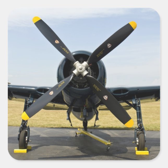 Grumman F8F Bearcat Navy Carrier Fighter on the Square Sticker (Front)
