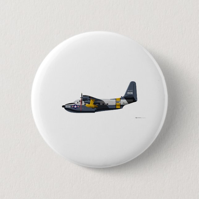Grumman HU-16B Albatross Navy 6 Cm Round Badge (Front)