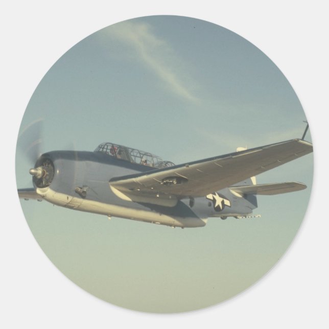 Grumman TBM Avenger Chino Air Museum Classic Round Sticker (Front)
