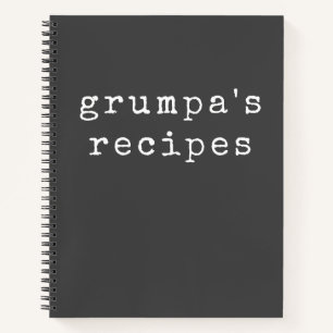 Grumpa   Funny Grumpy Grandpa Black White Recipe Notebook