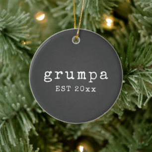 Grumpa   Funny Grumpy Grandpa in Black and White Ceramic Ornament