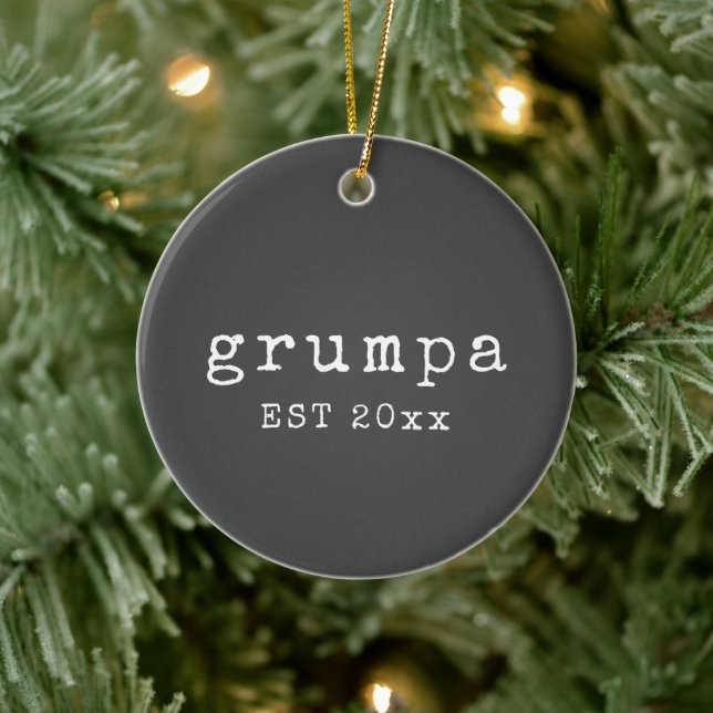 Grumpa | Funny Grumpy Grandpa in Black and White Ceramic Ornament (Tree)