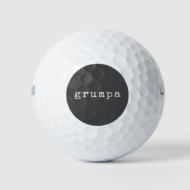 Grumpa | Funny Grumpy Grandpa in Black and White Golf Balls (Front)