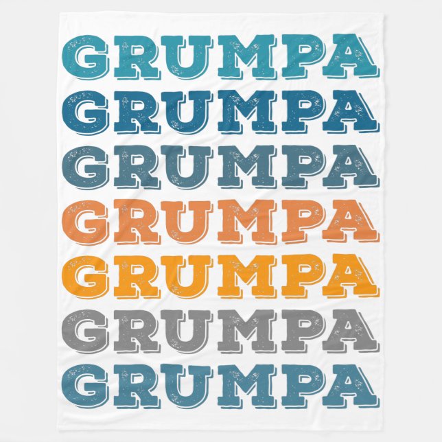 Grumpa | Funny Grumpy Grandpa Retro Text Design Fleece Blanket (Front)