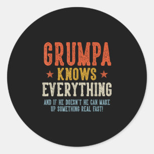 Grumpa knows everything father's day retro vintage classic round sticker