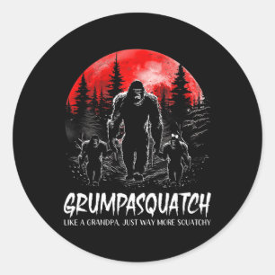 Grumpa Squatch Funny Bigfoot Dad Sasquatch Yeti Fa Classic Round Sticker