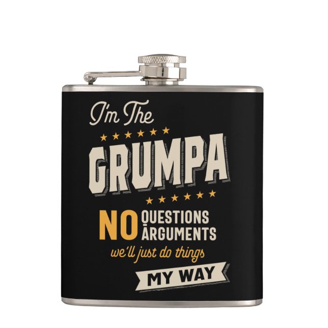 Grumpa Way Funny Grandpa Father's Day Hip Flask (Front)