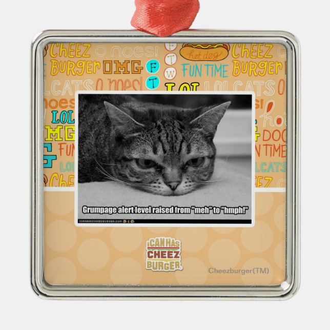 Grumpage Alert Metal Tree Decoration (Front)