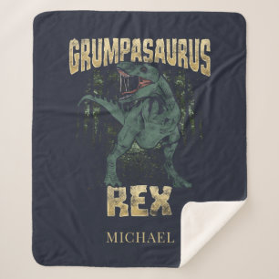 Grumpasaurus Rex Dinosaur T Rex Grandpa Sherpa Blanket