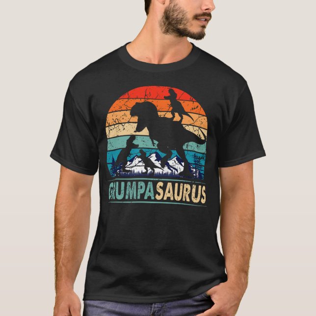 Grumpasaurus T Rex Grumpa Dinosaur 3 Kids Funny Fa T-Shirt (Front)