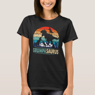 Grumpasaurus T Rex Grumpa Dinosaur 3 Kids Funny Fa T-Shirt