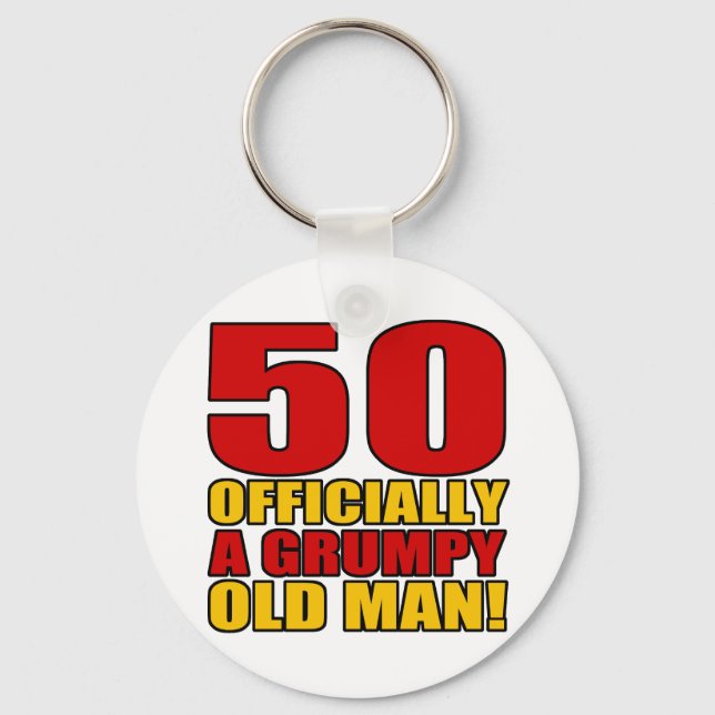 Grumpy 50th Birthday Humour Key Ring (Front)