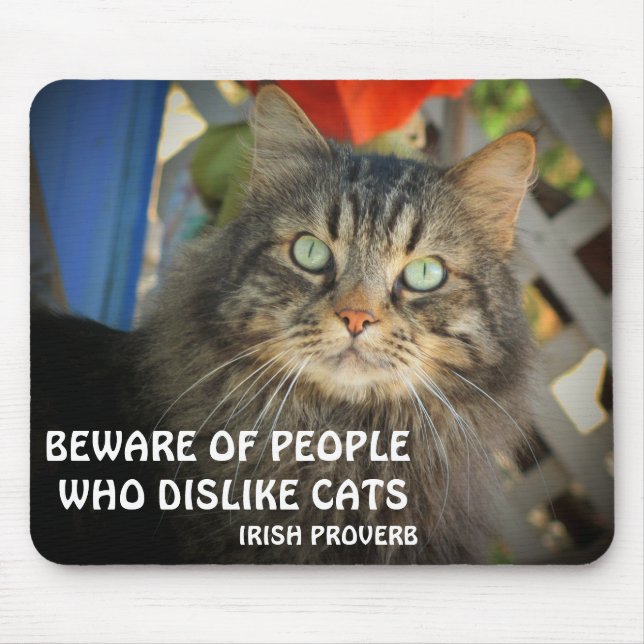 Grumpy Angel Cat and Irish proverb Meme Mouse Pad (Front)