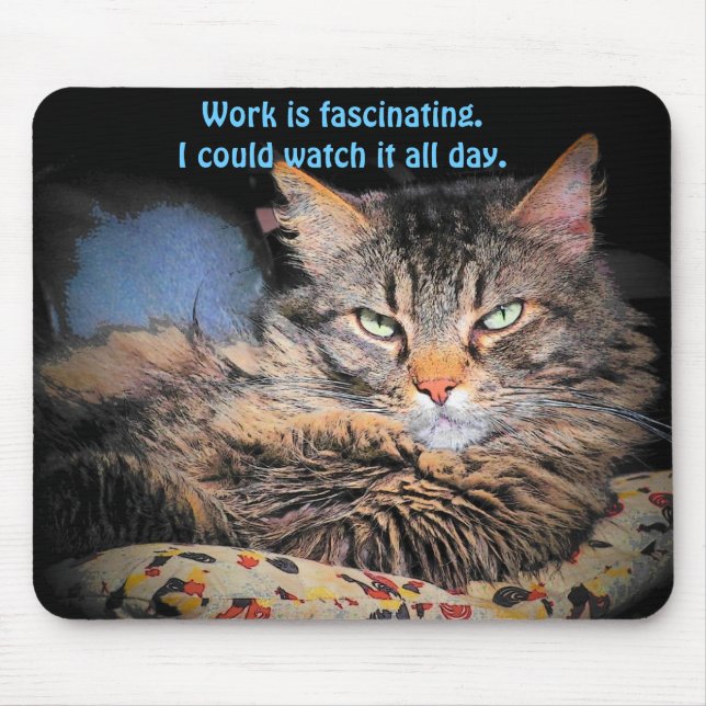 Grumpy Angel Work is Fascinating Meme Mouse Pad (Front)