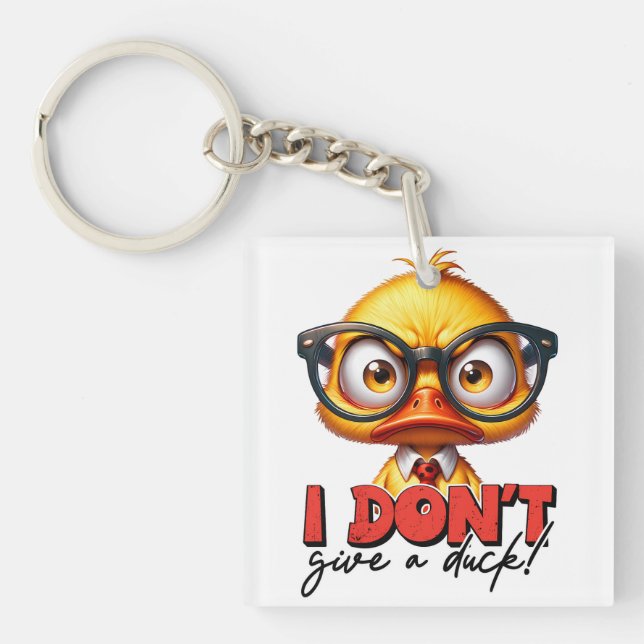 Grumpy Angry Duck Wearing Glasses Funny Saying Key Ring (Front)