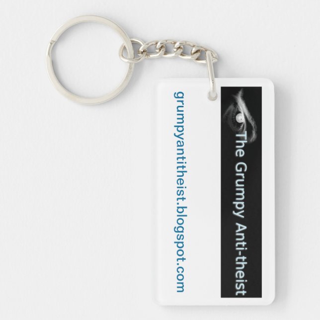 Grumpy Anti-theist keychain (Front)