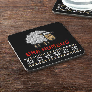 Grumpy Baa Humbug Sheep - Funny Christmas Holiday Coaster