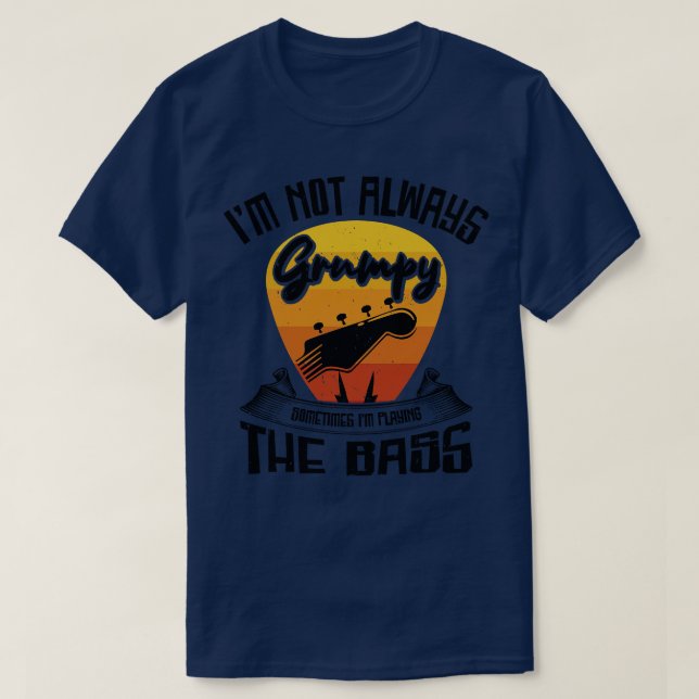 Grumpy Bassist Playing Bass Guitar Music  T-Shirt (Design Front)