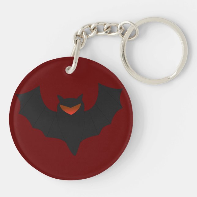 Grumpy Bat Halloween Acrylic Keychain (Back)