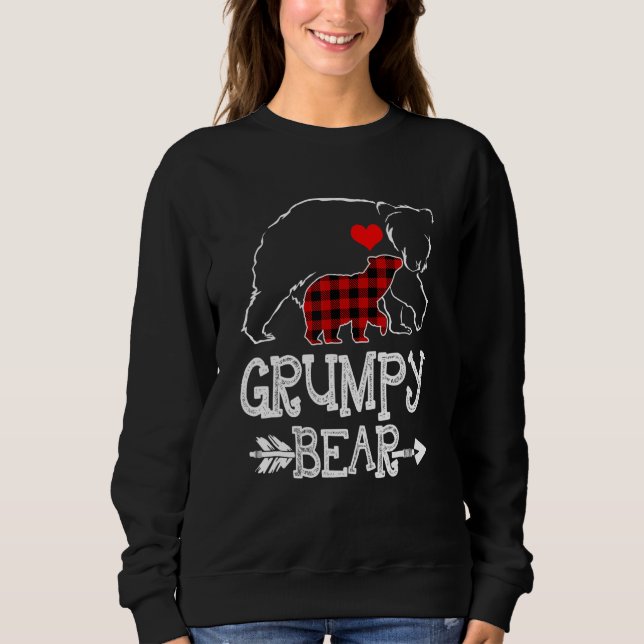 Grumpy Bear Buffalo Plaid Christmas Family Pajama Sweatshirt (Front)