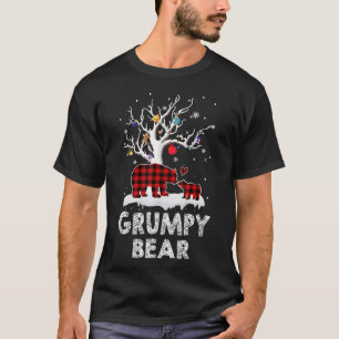 Grumpy Bear Christmas Pajama Red Plaid Buffalo Fam T-Shirt