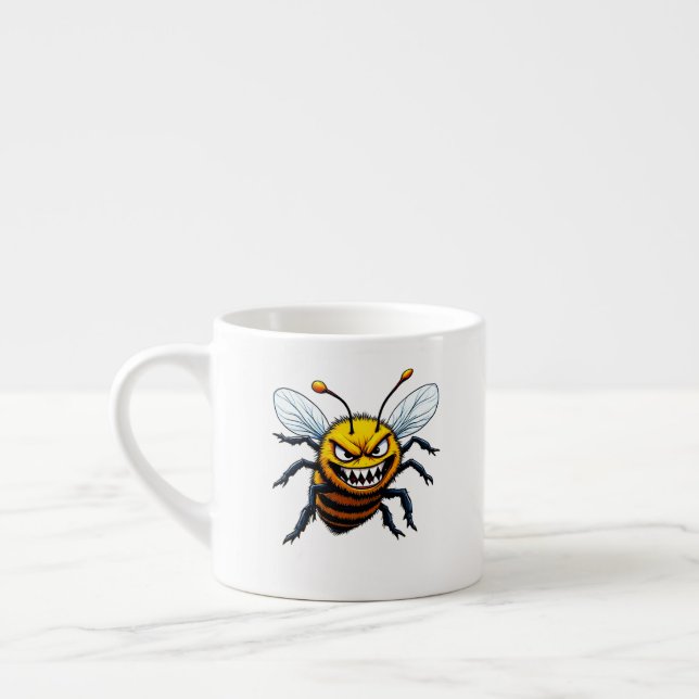 Grumpy Bee Cartoon Drawing Espresso Cup (Left)