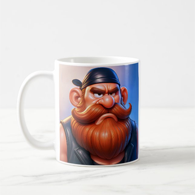 Grumpy Biker Art Coffee Mug (Left)