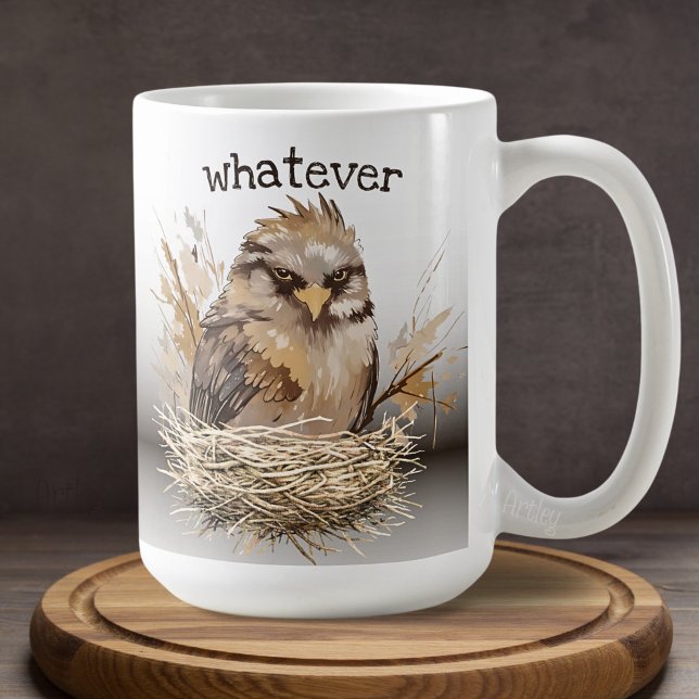 Grumpy Bird Original Artwork Morning Sarcastic Coffee Mug (Creator Uploaded)