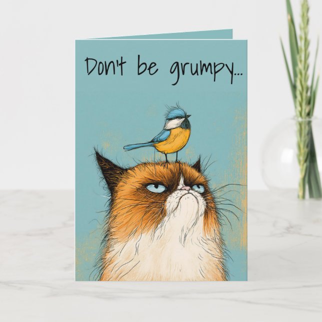 Grumpy Birthday Cat Card (Front)