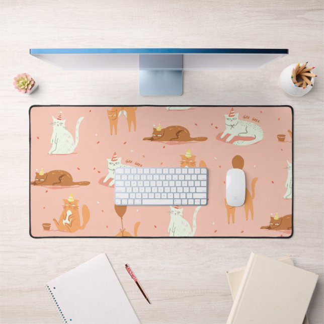 Grumpy Birthday Cats Desk Mat (Office 1)