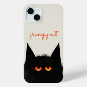 Grumpy Black Cat iPhone 15 Mini Case