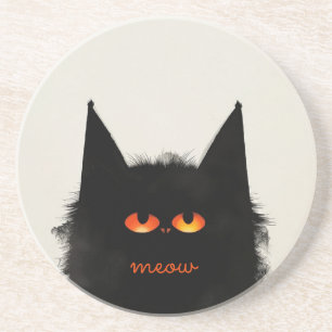 Grumpy Black Cat Coaster