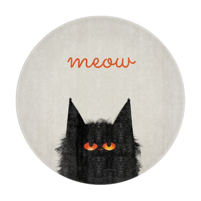 Grumpy Black Cat Cutting Board (Front)