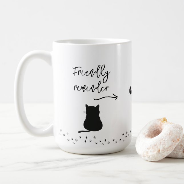 Grumpy Black Cat Drink Water Reminder Mug (With Donut)