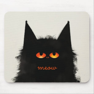 Grumpy Black Cat Mouse Pad
